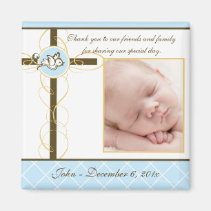 Boy Baptism/Christening Favor - Foto Magnet