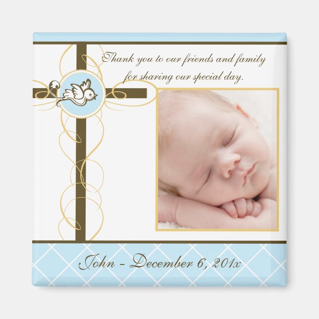 Boy Baptism/Christening Favor - Foto Magnet (Vorne)