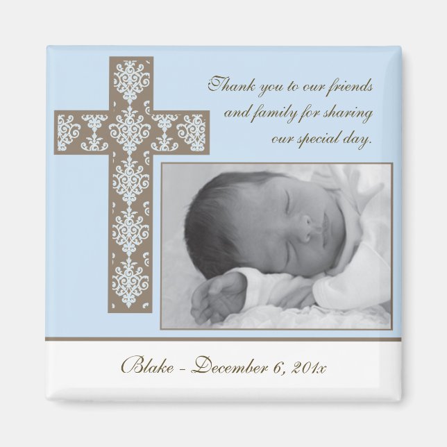 Boy Baptism/Christening Favor - Foto Magnet (Vorne)