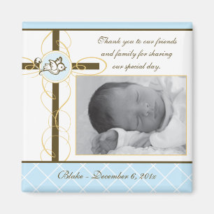 Boy Baptism/Christening Favor - Foto Magnet