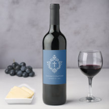 Boy Baptism Classic Blue Vintag Wappen Religious