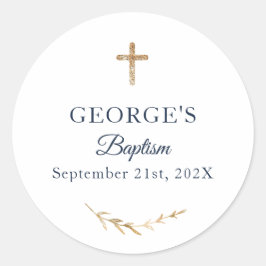 Boy Baptisse Personalisiert elegant Runder Aufkleber