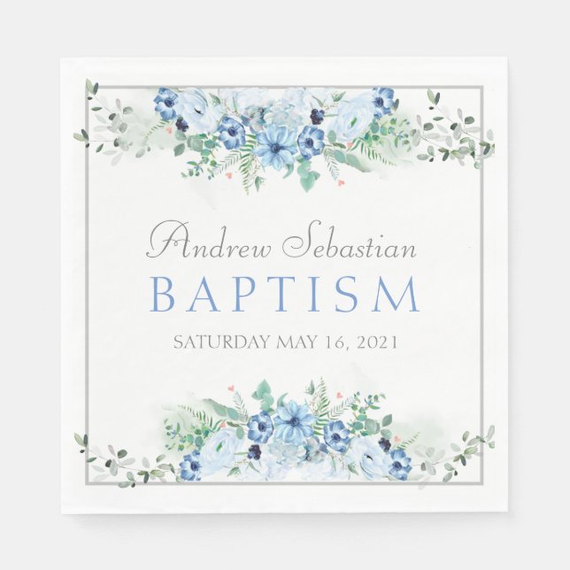 Boy Baptisse Personalisiertes Party Napkin Serviette (Vorderseite)