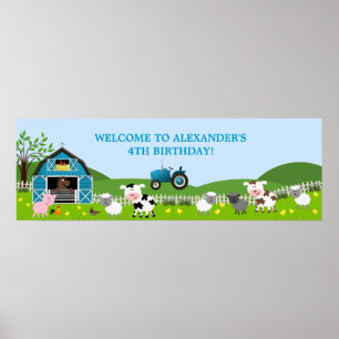Boy Barnyard Farm Animals Geburtstagsbanner Poster