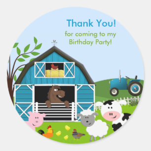 Boy Barnyard Farm Animals Geburtstagsparty Sticker