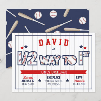 Boy Baseball 1/2 Einladung zum Geburtstag