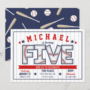Boy Baseball 5. Geburtstag Einladung