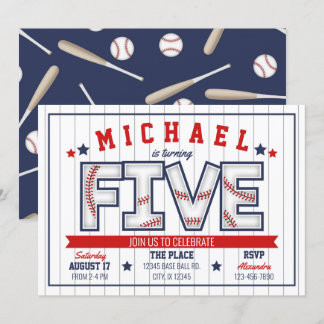 Boy Baseball 5. Geburtstag Einladung