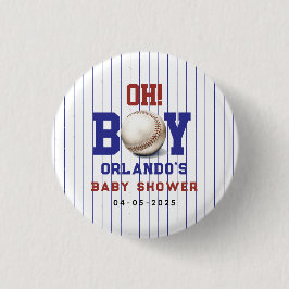 Boy Baseball Baby Shower | Cute Sports Party Button