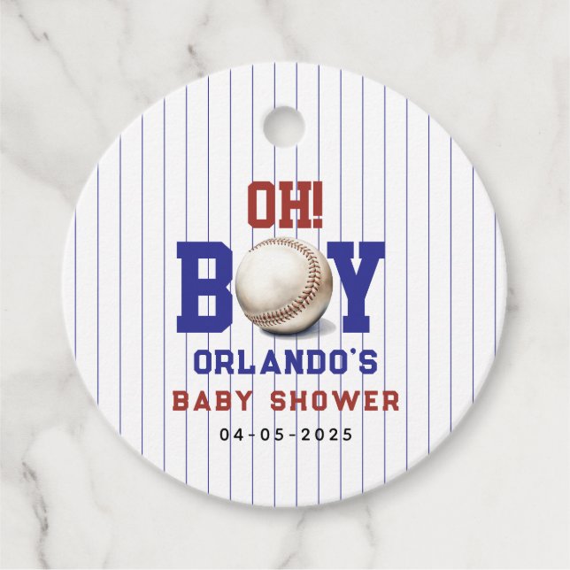 Boy Baseball Baby Shower | Cute Sports Party Geschenkanhänger (Vorderseite)