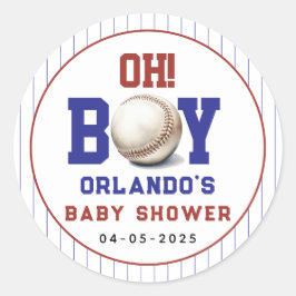 Boy Baseball Baby Shower | Cute Sports Party Runder Aufkleber