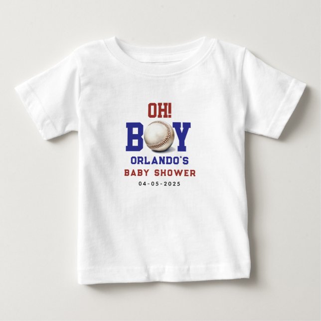 Boy Baseball Baby Shower | Cute Sports Party T-shirt (Vorderseite)