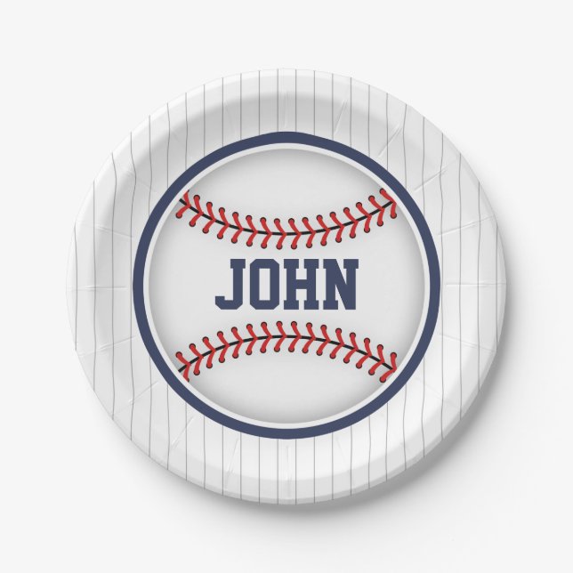 Boy Baseball First Geburtstagsparty Teller (Vorderseite)