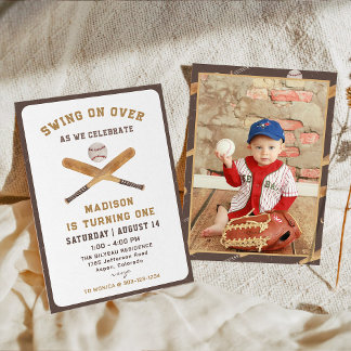 Boy Baseball Geburtstag Batter Up Foto Einladung