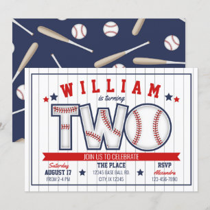 Boy Baseball zum zweiten Geburtstag Einladung