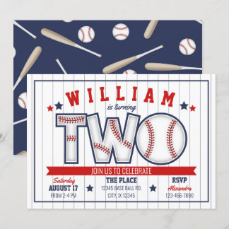 Boy Baseball zum zweiten Geburtstag Einladung