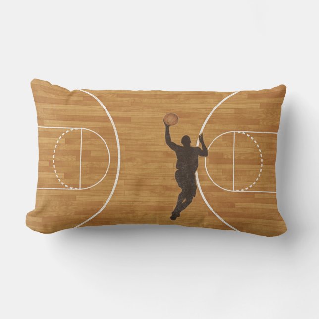 Boy Basketball Court Lumbar Throw Kissen (Vorderseite)
