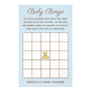 Boy Bear Baby Dusche Bingo Spiel Flyer