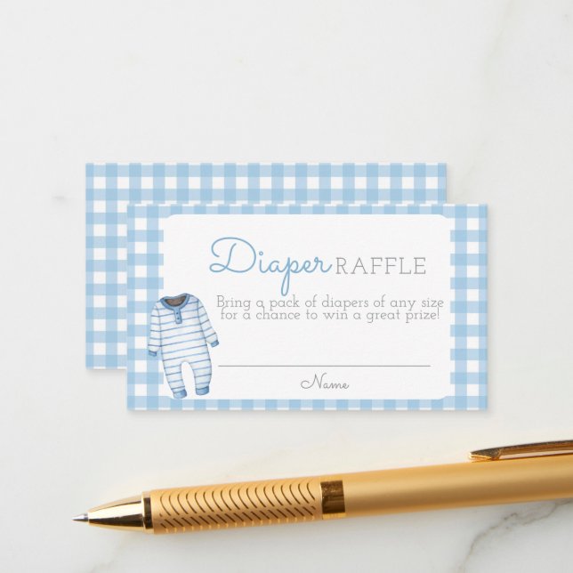 Boy Bear Baby Shower Diaper Raffle Card Begleitkarte (Vorderseite/Rückseite Beispiel)