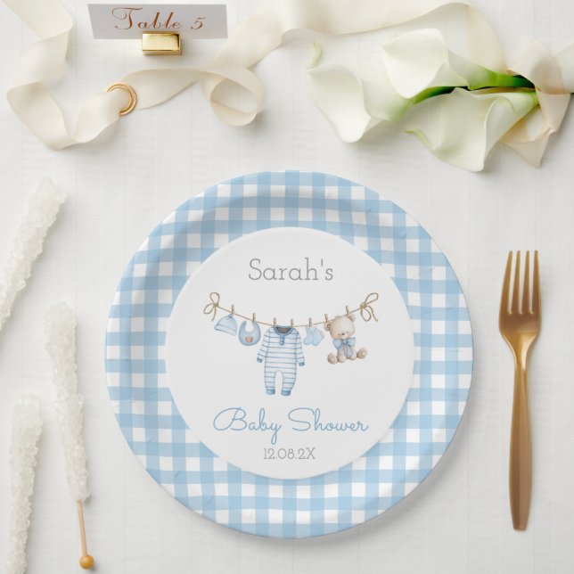 Boy Bear Baby Shower Pappteller (Hochzeit)