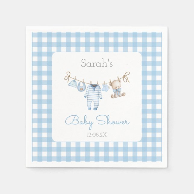Boy Bear Baby Shower Serviette (Vorderseite)