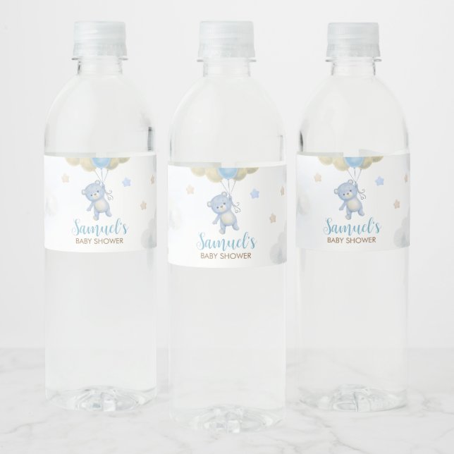 Boy Bear Bear Bearly Wait Baby Dusche Wasserflaschenetikett (Flaschen)