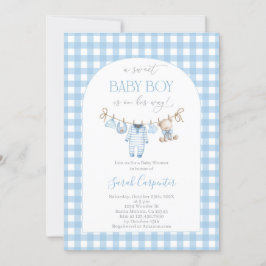 Boy Bear Clothesline Baby Shower invitation Einladung