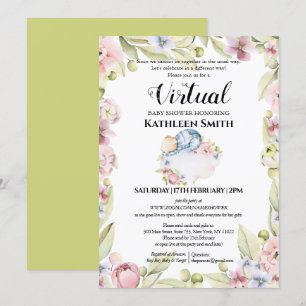 Boy Bear Elegant Blumengrün Virtuelle Dusche Einladung