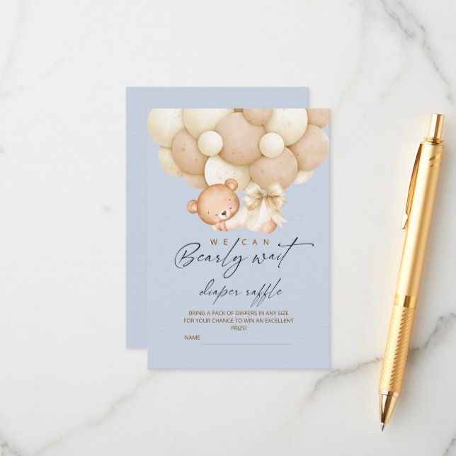 Boy Bearly Wait Diaper Raffle Baby Shower    Begleitkarte (Vorderseite/Rückseite Beispiel)