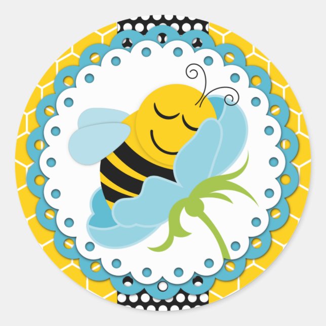 Boy Bee Baby Shower Stickers (Vorderseite)