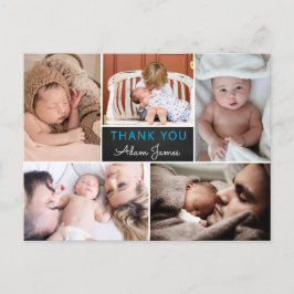 Boy Birth Ankündigung Danke, dass Sie Foto Collage Postkarte