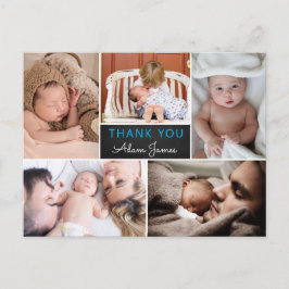 Boy Birth Ankündigung Danke, dass Sie Foto Collage Postkarte