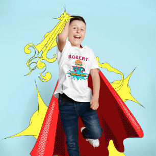 Boy Birthday Bash - Blue und Orange Super Hero T-Shirt