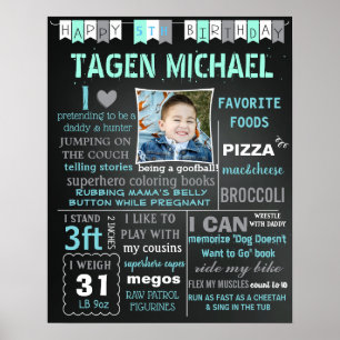 Boy Birthday Chalkboard Plakatbanner Poster