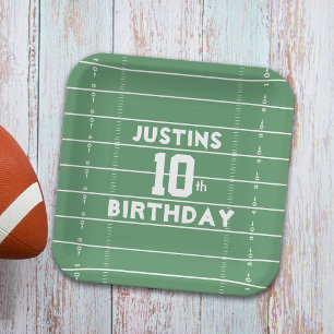 Boy Birthday Football Field Custom Pappteller