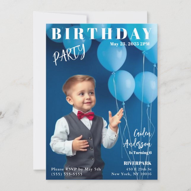 Boy Birthday Party Magazine Cover Einladung