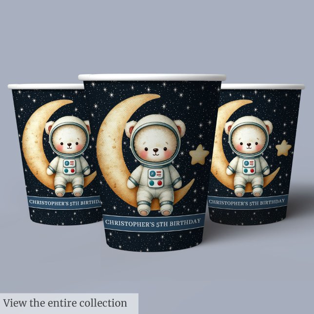 Boy Birthday Space Party Cups Teddy Bear Astronaut Pappbecher (Boy Birthday Space Party Cups Teddy Bear Astronaut)