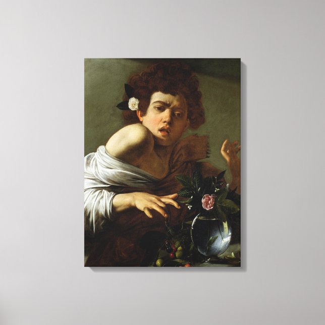 Boy Bitten von einer Lizard, c.1595-1600 (Öl auf L Leinwanddruck (Vorderseite)