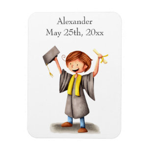 Boy Black Yellow Regalia Illustration Abschluss Magnet