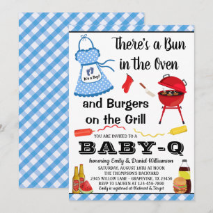 Boy Blue Barbecue Baby Shower Einladung