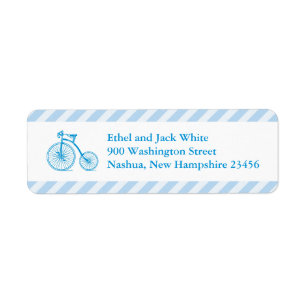 Boy Blue Bicycle Baby Shower Rücksendeadressen-Auf