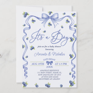Boy Blue Blaubeer-Baby-Party Einladung