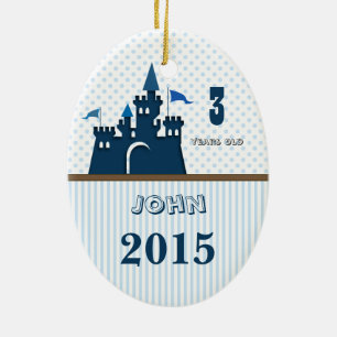 Boy Blue & Brown Castle Dot Stripes Foto auf der R Keramikornament