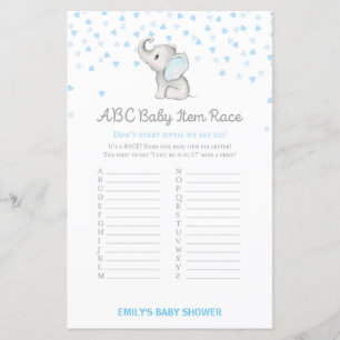Boy Blue Elephant Baby Shower Game PRINTED