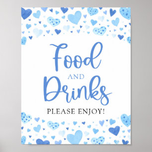 Boy Blue Hearts Valentine Food and Drinks signiere Poster