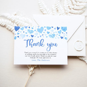 Boy Blue Hearts Valentinstag Baby Shower Dankeskarte
