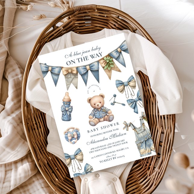 Boy Blue Jean Baby Denim Baby Shower Einladung (Von Creator hochgeladen)