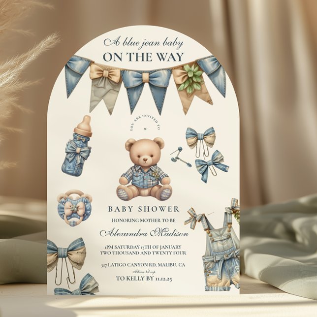 Boy Blue Jean Baby Denim Baby Shower Einladung (Von Creator hochgeladen)