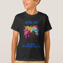 Boy Blue Level Up Video Game Party T-Shirt