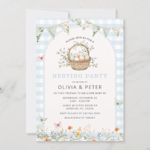 Boy Blue Nesting Party Prep the Nest Baby Dusche Einladung